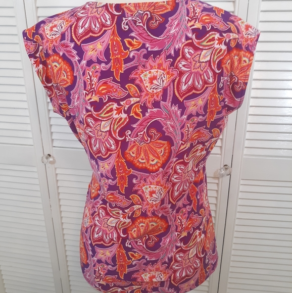Chaps paisley floral blouse LG petite *C7 - Picture 5 of 5
